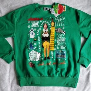 NWT Buddy the Elf Movie Themed Green Talking Christmas Sweatshirt Medium